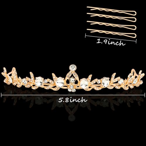 CUBACO Rhinestone Gold Tiara Crown for Woman Tiara Headband for Bride Flower Girl Crystal Princess Tiaras Crowns for Birth...