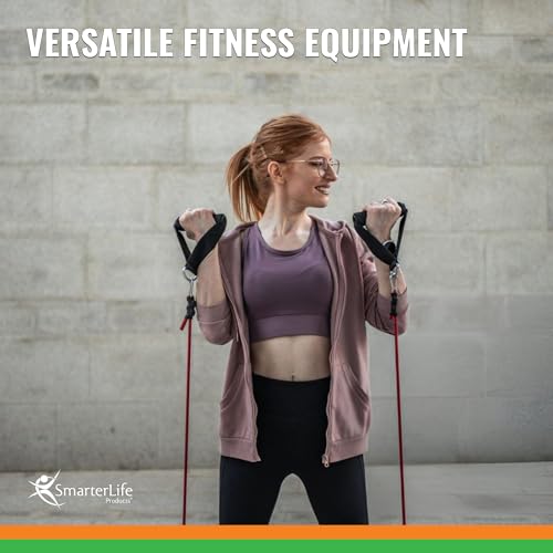SmarterLife Resistance Bands with Handles, Physical Therapy Strap, Exercise Band to Tone Arms, Legs, Chest, Booty - 5 Exer...