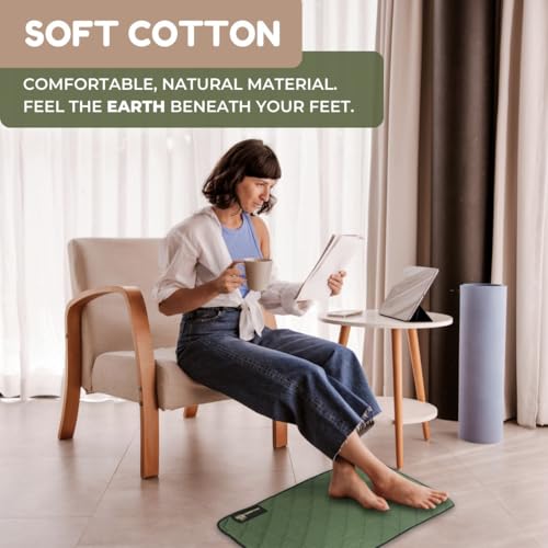 Premium Grounding Mat for Feet, Soft Cotton & Silver Fiber, Comfort for Sleep & Wellness, Grounding Pad for Anti-Aging & I...