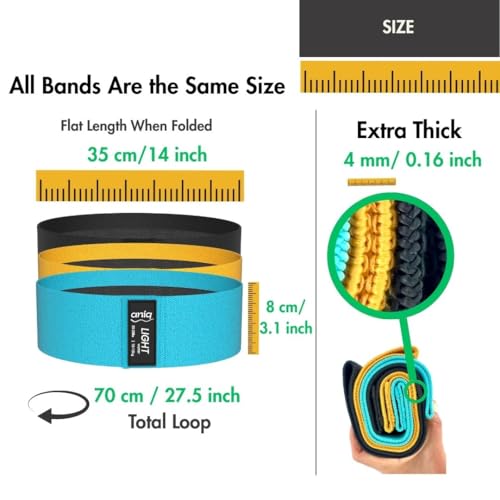 ANIQ® The Original | Fabric Resistance Bands Set | Extra Thick | Anti-Slip | Exercise Bands for Pilates, Yoga, Gym. Booty ...