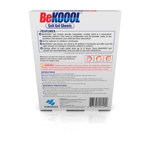 BEKOOOL Immediate Cooling Fever Reducing Soft Gel Sheets for Kids - 4 Count, White (00101) (Pack of 3)