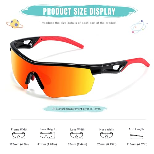 Vcarsian Kids Sunglasses Youth Baseball Sun Glasses Polarized Sports TR90 Lightweight Cycling Shades Frame Boys Girls