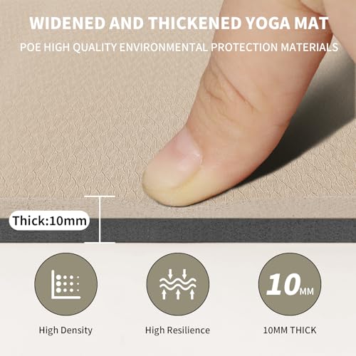 Large Yoga Mat (6'x 4') - Extra Long and Wide Workout Mat for Men and Women,Non-Slip POE 0.32''/0.4'' Thick Fitness Mat, E...