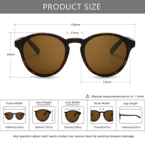 SUNGAIT Classic Vintage Round Polarized Sunglasses for Women Men Retro Style UV400