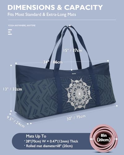 Gonex Yoga Mat Bag, Extra Large Canvas Gym Bag with Waterproof Pocket Metal Zipper, Fits Mat & Blocks, Stylish Yoga Mat Ca...
