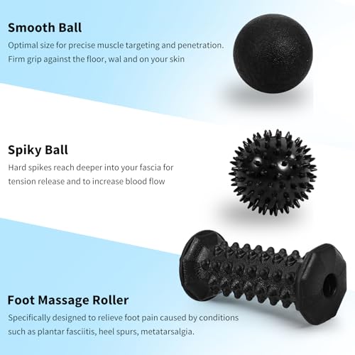 Plantar Fasciitis Relief,Foot Roller Massager,Massage Lacrosse Ball,Spiky Ball Therapy Set for Relieve Plantar Fasciitis,F...