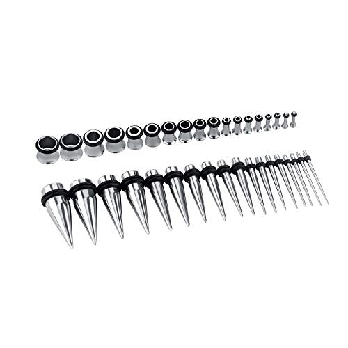 36PC Ear Stretching Kit 14-00G Ear Gauge Stretching Kit Gauges for Ears Stretching Kit Taper and Plugs Kit