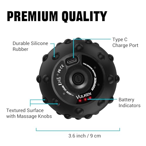 Vulken Vibrating Massage Ball for Muscle Recovery with SphereStrap – Target Hard-to-Reach Areas, Hands-Free Back Massage. ...