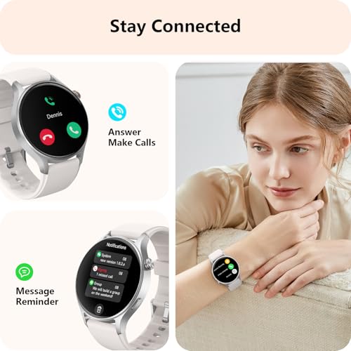 Smart Watch for Women, Answer/Make Call, AMOLED Ultra-Clear Screen Activity Trackers with Heart Rate/Sleep/SpO2 Monitor, S...