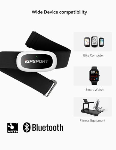 iGPSPORT HR50 Cycling Sensor Chest Strap, IPX7 Waterproof Bluetooth ANT+ for Cycling Running Jogging Yoga Fitness