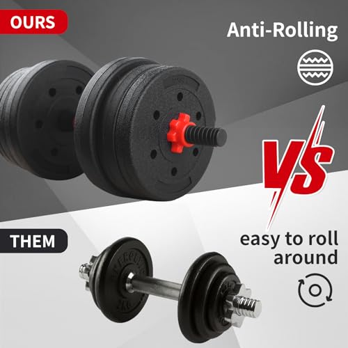 Adjustable Dumbbell Set, 40lbs Free Weights with Connector, Convertible Dumbbell Barbell Push-up Stand Set, 3 in 1 Home Gy...
