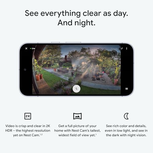Google Nest Cam Outdoor (Wired, 2nd Gen) - 2 Pack - Security Camera with 2K Video and Gemini, Night Vision, 2-Way Audio - ...