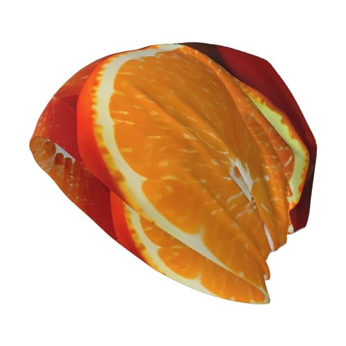 YANYU Fresh Orange Fruit Print Soft Beanie Hat for Men Women Warm Fashion Cap for Jogging Cycling Gift Outdoor Use