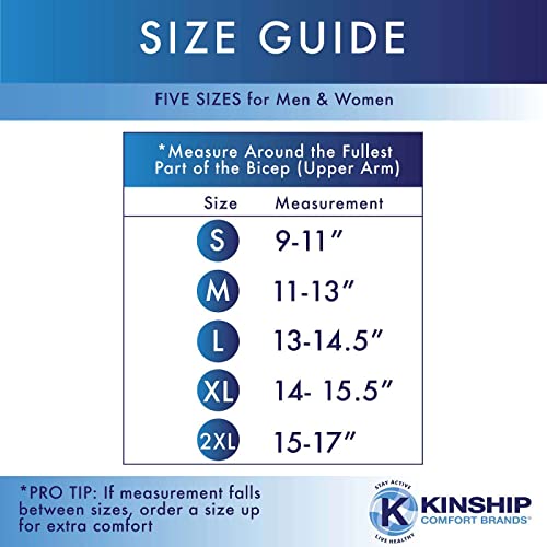 Kinship Comfort Brands Arm Compression Sleeves for Men and Women, Athletic, Sports, Muscle, Joint, Elbow Support