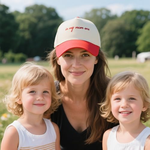 Mom Trucker Hat for Women in My Mom Era Hat, New MOMY Gifts for Birthday, Adjustable Embroidered Red Baseball Cap