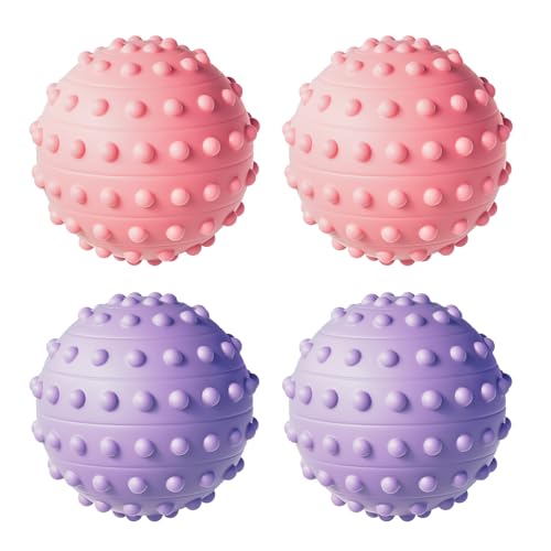Spiky Massage Balls for Feet,4 Pcs 1.9'' Hard Lacrosse Ball Deep Tissue Recovery Tool,Trigger Point Ball for Myofascial Re...