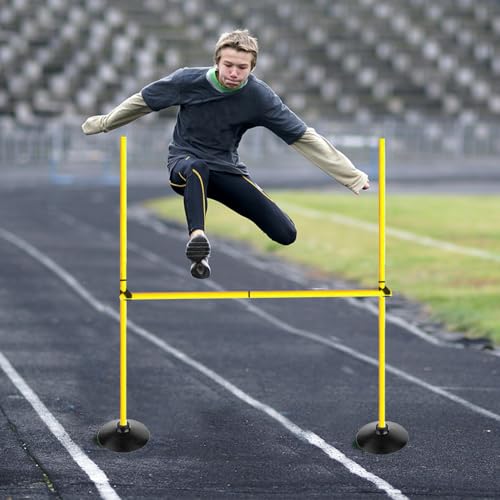 Voodans Adjustable Height Agility Hurdle Set Multi-Function Soccer Trainning Pole Set Coaching Sticks with Rubber Base