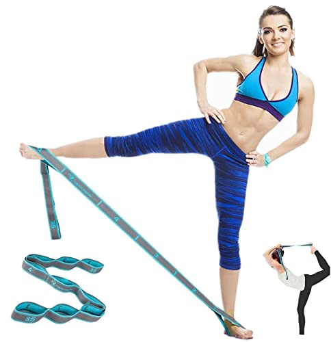 Stretch Bands for Exercise - Elastic Yoga Stretching Strap for Flexibility and Stretching with 9 Loops, Pilates, Fitness, ...