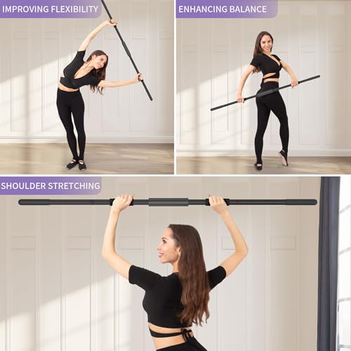 Scisum Yoga Stick 58 Inch Sturdy Alloy Steel - Adjustable Stick for Exercise, Stretching, Balance - Versatile Exercise Sti...