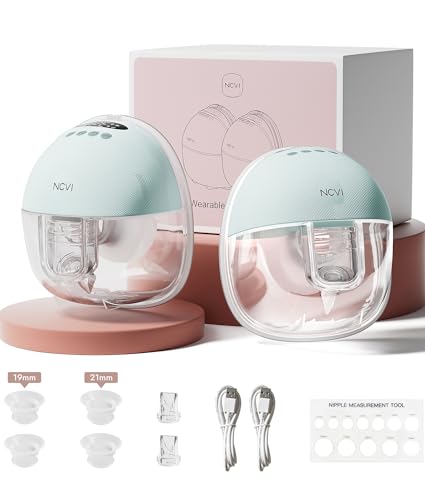 NCVI Wearable Breast Pump Hands Free, Portable Electric Breastfeeding Pump with 1400mAh Battery, Quiet Operation, Smart LE...