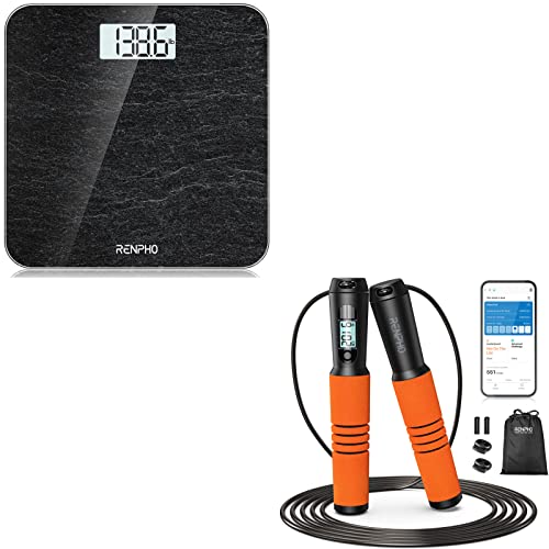 RENPHO Digital Bathroom Scale Marble, Smart Jump Rope Orange