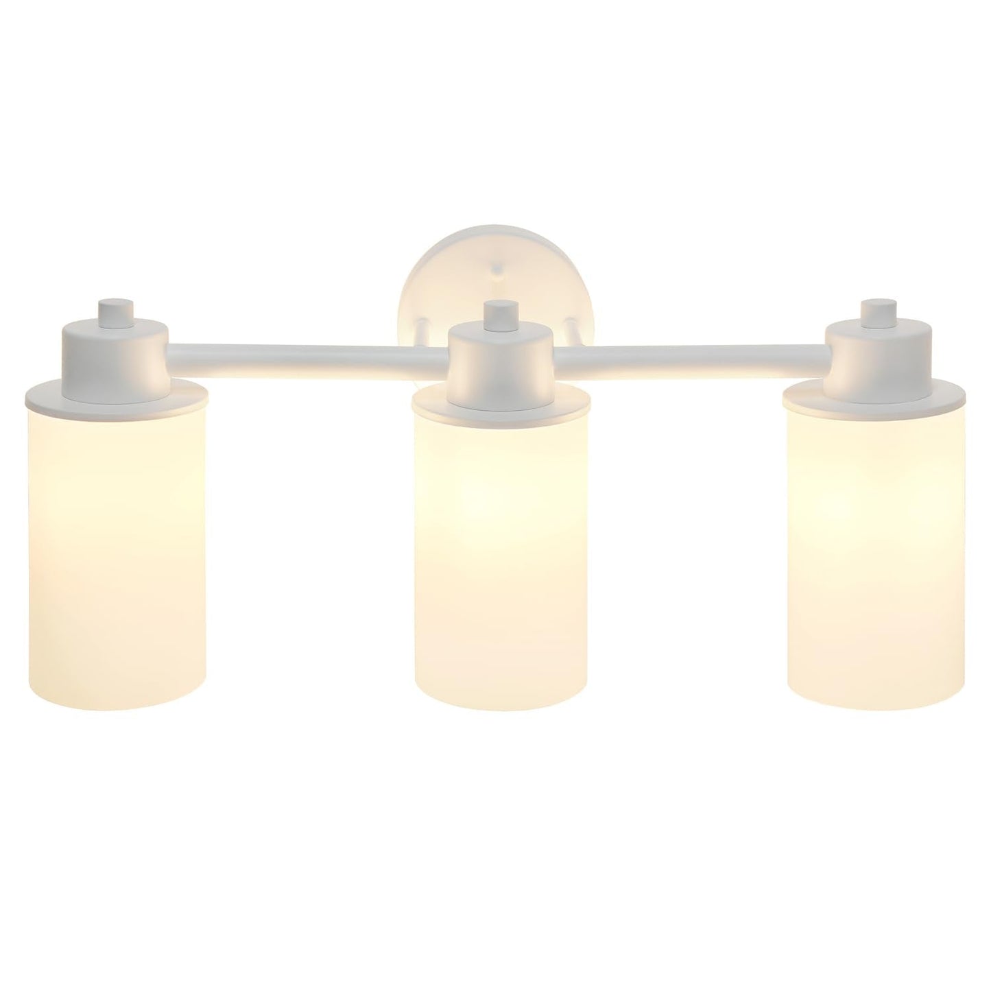 Simple Designs Modern Wall Mounted Vanity Fixture, 3 Light, Metal, Milk White Glass Shades, 20.75in, VT1024-WHT, White