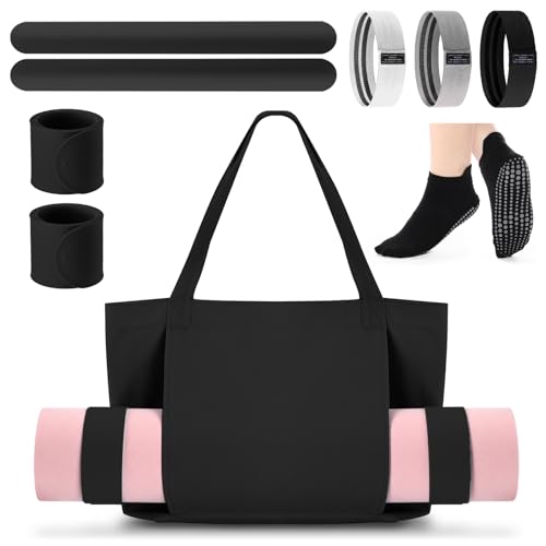 Halloscume Yoga Bag Set for Women Including Yoga Mat Tote Bag Booty Resistance Band Non Slip Sports Socks Silicone Ties fo...