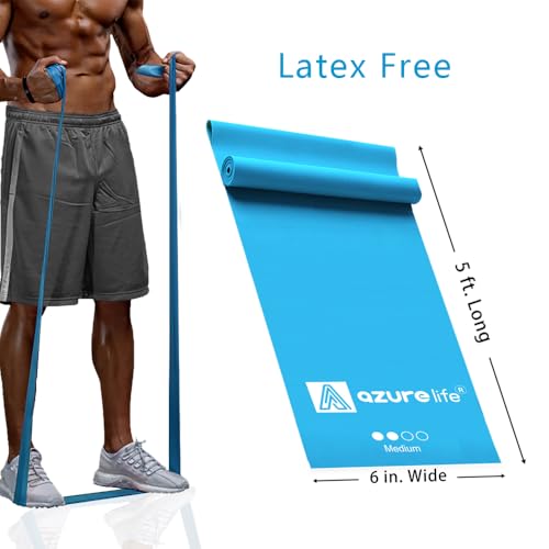 A AZURELIFE Professional 8 Yards Bulk Resistance Bands Rolls or 5,6,7 ft. Long Non-Latex Elastic Exercise Bands, Stretch B...