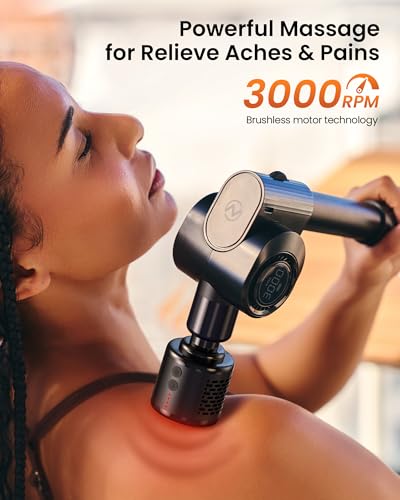 NAPRE Massage Gun with Heat and Cold Head,Deep Tissue Percussion Back Massager for Muscle/Neck/Body Pain Relief with Long ...