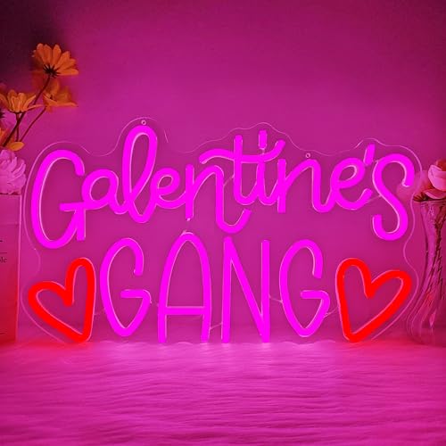 Galentines Gang Neon Sign for Wall Decor Dimmable Gelentine's Day Neon Light Led Galentines Party Decoration Friends Galen...