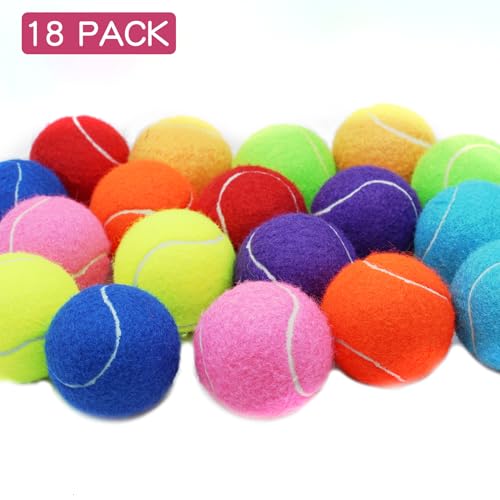 ZHUOKECE Tennis Balls, 18 Pack Training Tennis Balls Practice Balls with Mesh Bag for Easy Transport, Pet Dog Playing Ball...