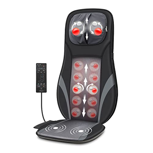 Snailax Shiatsu Back Massager with Heat -Deep Kneading Massage Chair Pad with Adjustable Intensity, Shiatsu Chair Massager...