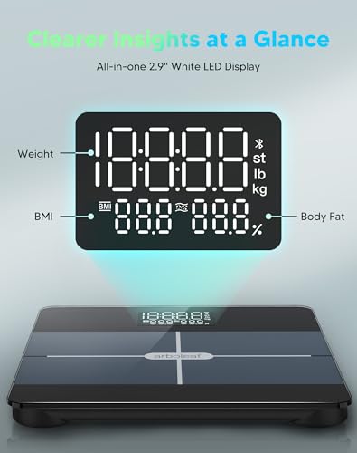 Arboleaf Smart Scale with BMI, Body Fat, Muscle Mass, Digital Bathroom Scale for Body Weight, 14 Body Composition Metrics,...