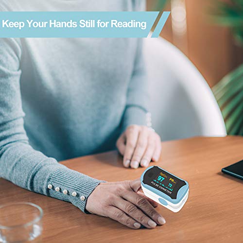 Easy@Home Fingertip Pulse Oximeter: SpO2 Blood Oxygen Saturation Meter and Heart Rate Monitor - Portable OLED Rotatable Di...
