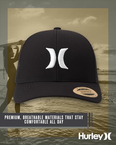 Hurley Men's Caps - Del Mar Mesh Panel Baseball Cap Trucker Hat - Snap Back Hats for Men