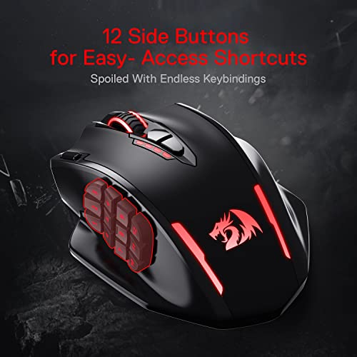 Redragon M913 Impact Elite Wireless Gaming Mouse, 16000 DPI Wired/Wireless RGB Mouse with 16 Programmable Buttons, 45 Hr B...