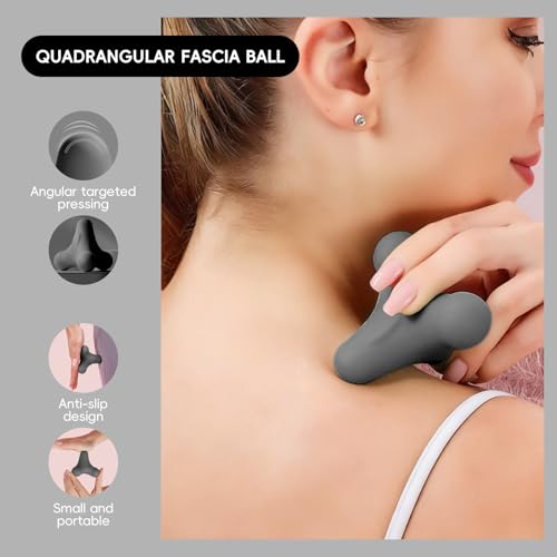 4-Node Quadrangular Fascia Massage Ball - Portable Trigger Point Therapy Tool for Muscle Relief, Myofascial Release & Faci...