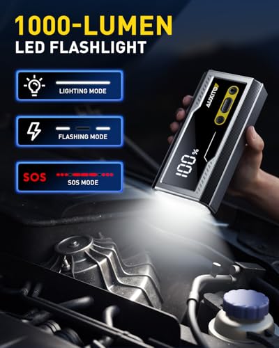 AUXITO 6000A Jump Starter, 12V Car Battery Jump Starter, Up to All Gas & 12L Diesel Engine with LED Display, Portable Jump...