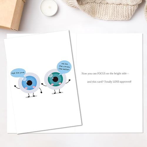 IDU Funny Eye Surgery Recovery Card with Cornea Pun,Eye Cataract Surgery Get Well Cards for Family Friends Him Her,Humor &...