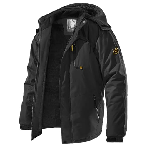 TREKEK Men's Winter Ski Jacket Warm Fleece Waterproof Outdoor Mountain Hiking Windbreaker Hooded Snow Rain Coat