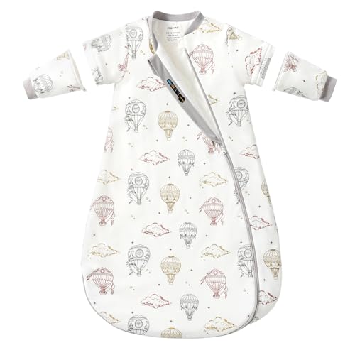 Baby Sleep Sack 3–6 Months, 2.5 TOG Warm Cotton Sleep Sack with Detachable Long Sleeves, Winter Wearable Blanket for Cold ...