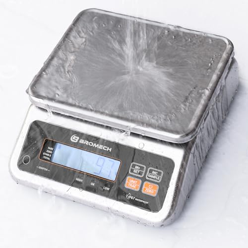 BROMECH Food Scale Pound and Ounce, Rechargable, Commercial Grade, Stainless Steel Platform, for Meat Shop, Deli, Produce ...