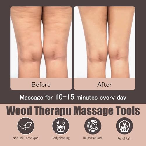 PYSEAN Wooden Massage Tool Set, 7-Piece Body Massage Kit for Home Use, Manual Included