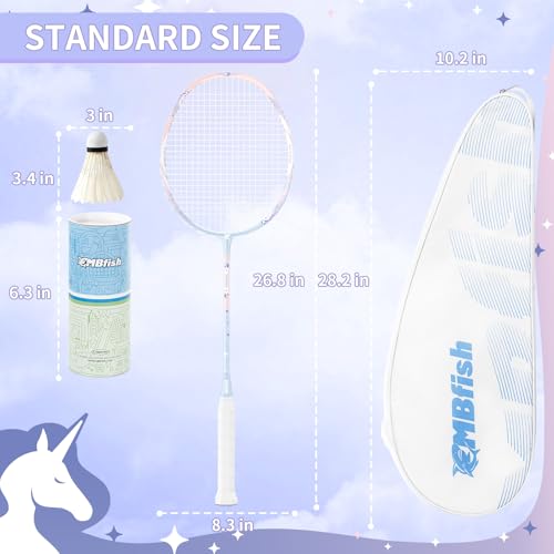 MBFISH Badminton Racket Set with 2 Carbon Fiber Rackets, 3 Shuttlecocks, 2 Replacement Racket Grip Tapes and 1 Badminton B...