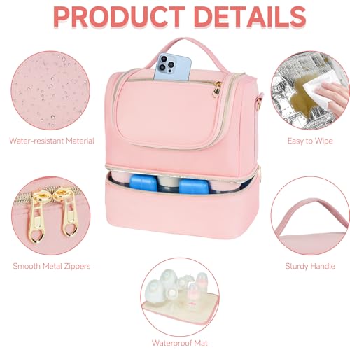 Jaffzora Wearable Breast Pump Bag with Cooler Compartment Fits for Willow/Elvie/Momcozy M5/S12 Pro/Medela, Breast Milk Tra...