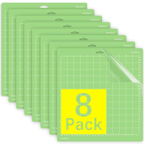Gwybkq Cutting Mat, Compatible With Cricut Explore One/Air/Air 2/Maker 8 Pack 12x12 Inch Standard Green Grip Adhesive Stic...