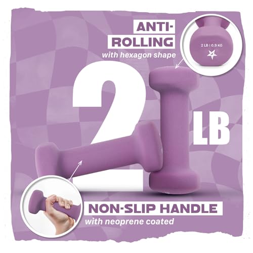 Yes4All 5 lbs Dumbbells Neoprene with Non Slip Grip – Great for Total Body Workout – Total Weight: 10 lbs (Set of 2)