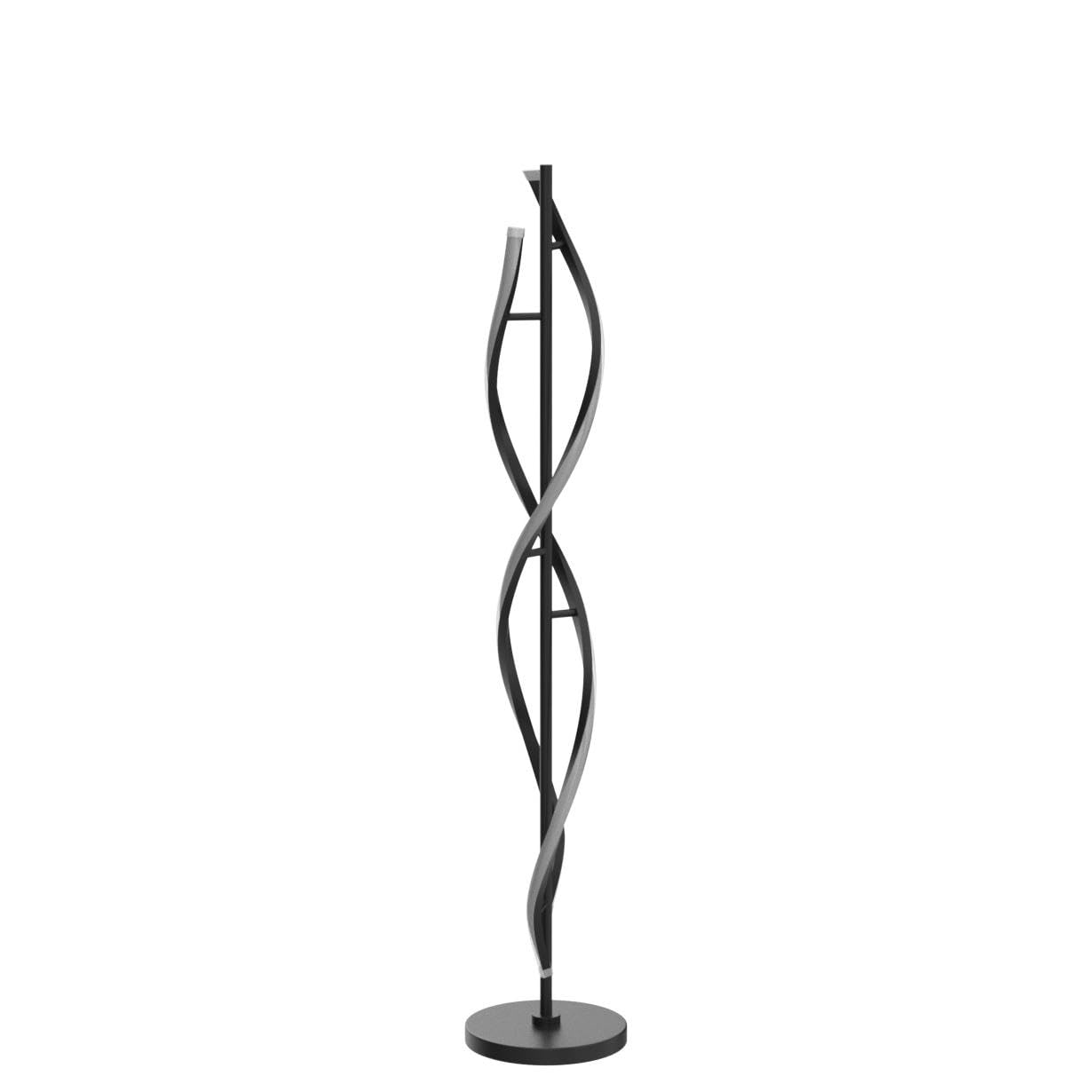 LENIVER LED Spiral Floor Lamp, Dimmable with Remote Control, Modern Design, Black, Model LNV-FL04-B