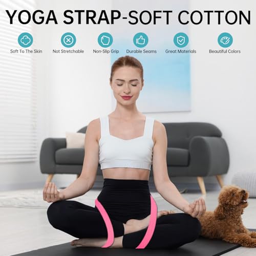 Yoga Exercise Adjustable Straps 8FT with Durable D-Ring for Pilates & Gym Workouts | Hold Poses, Stretch, Improve Flexibil...