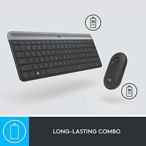 Logitech MK470 Slim Wireless Keyboard and Mouse Combo - Modern Compact Layout, Ultra Quiet, 2.4 GHz USB Receiver, Plug n' ...